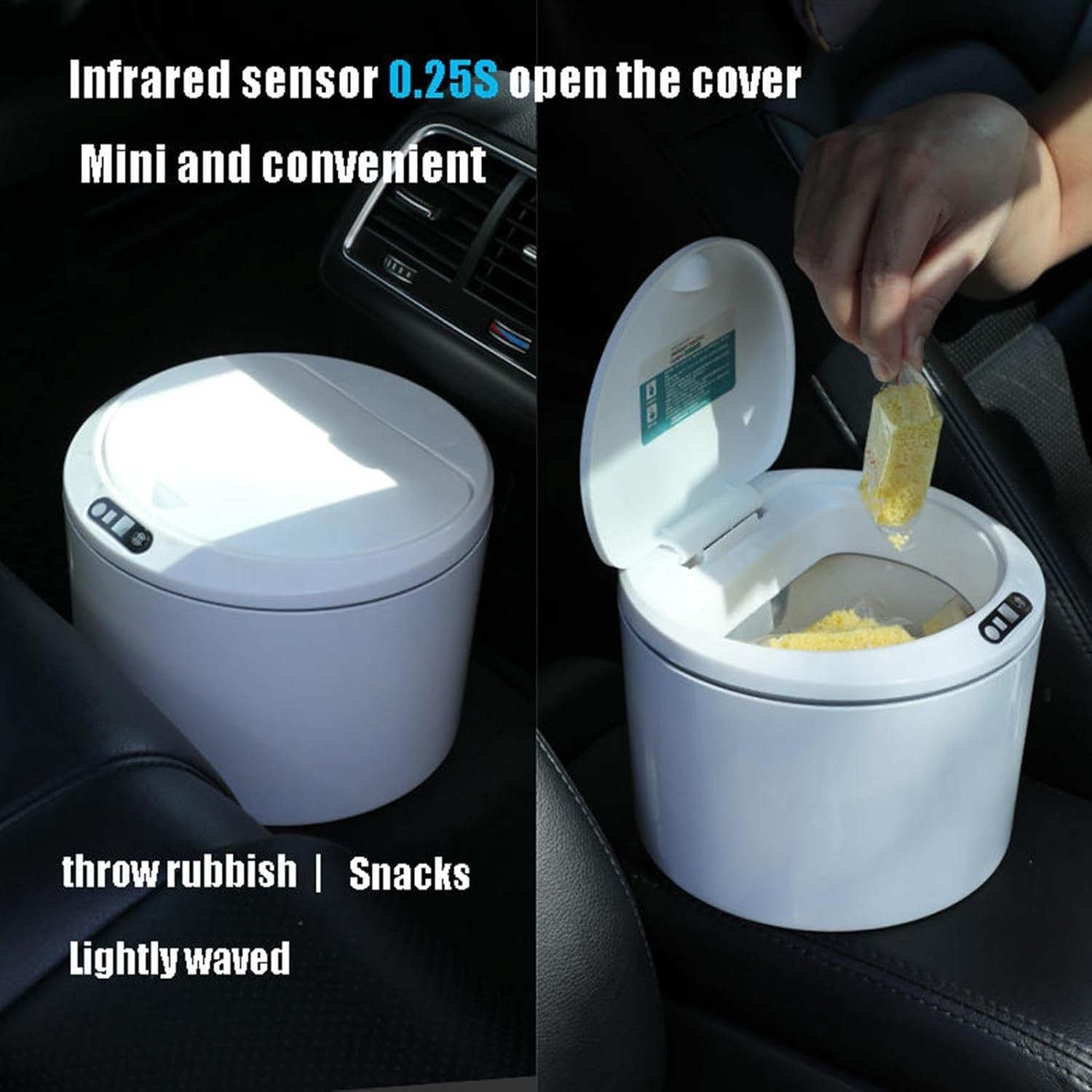 3L Automatic Touchless USB Trash Can Motion Sensor Desk Bin