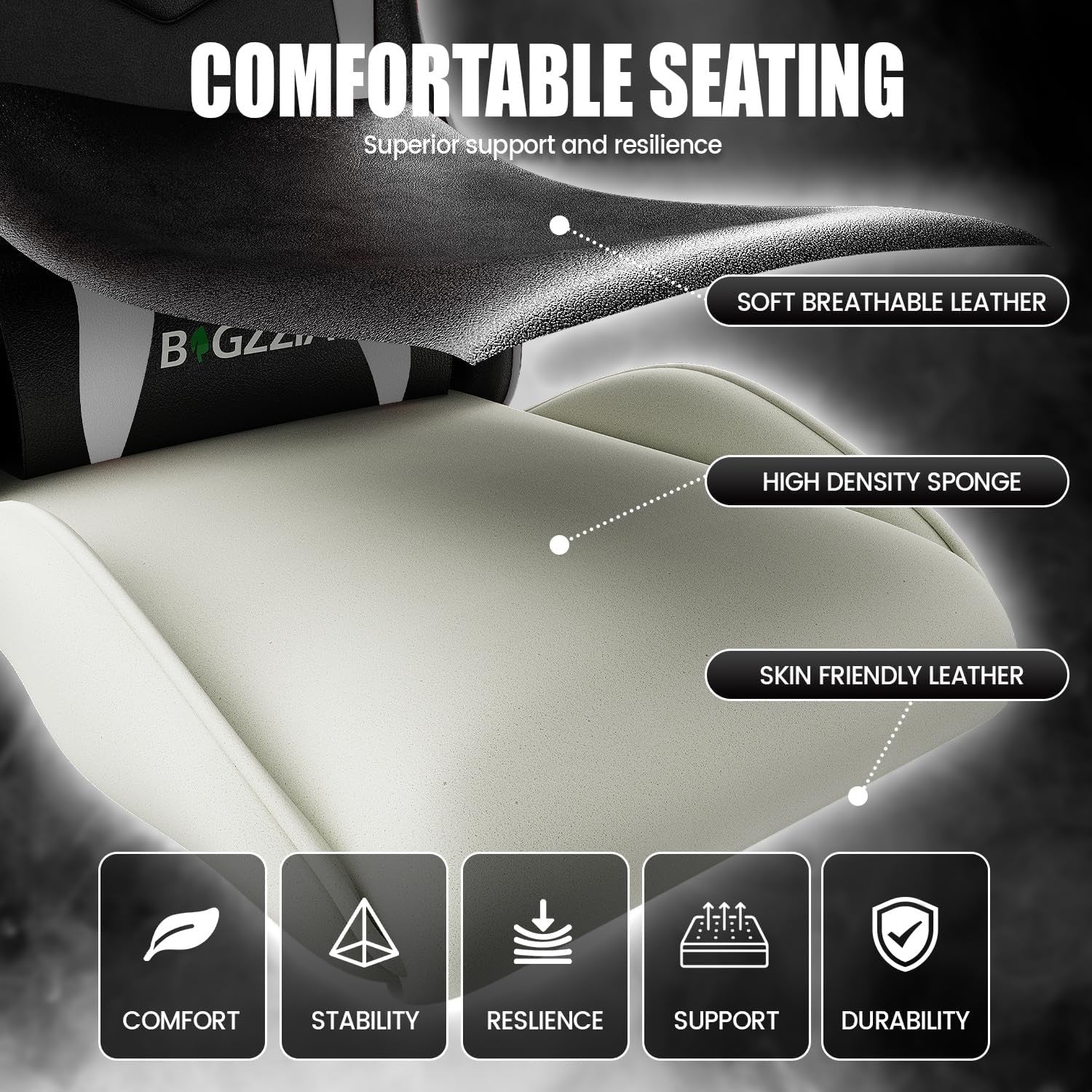 Ergonomic Gaming Chair Black White Reclining Adjustable