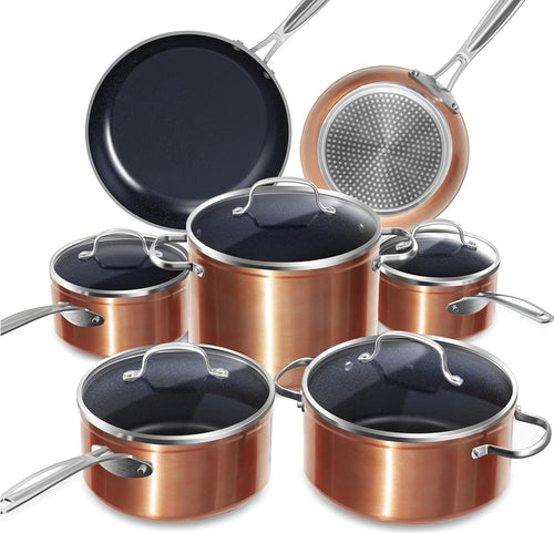 12pcs Blue Ceramic Induction Cookware Set Non Stick Pots & Pans Dishwasher Safe