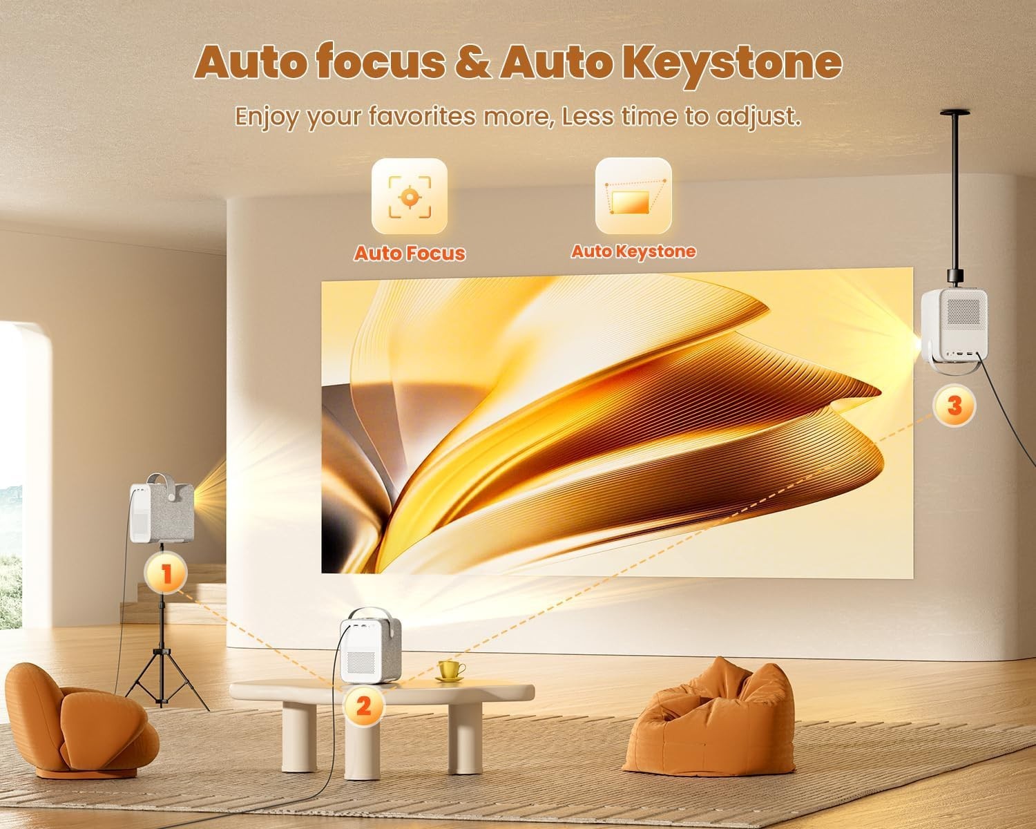Portable 1080P Smart Projector 500 ANSI Android TV Netflix Dolby