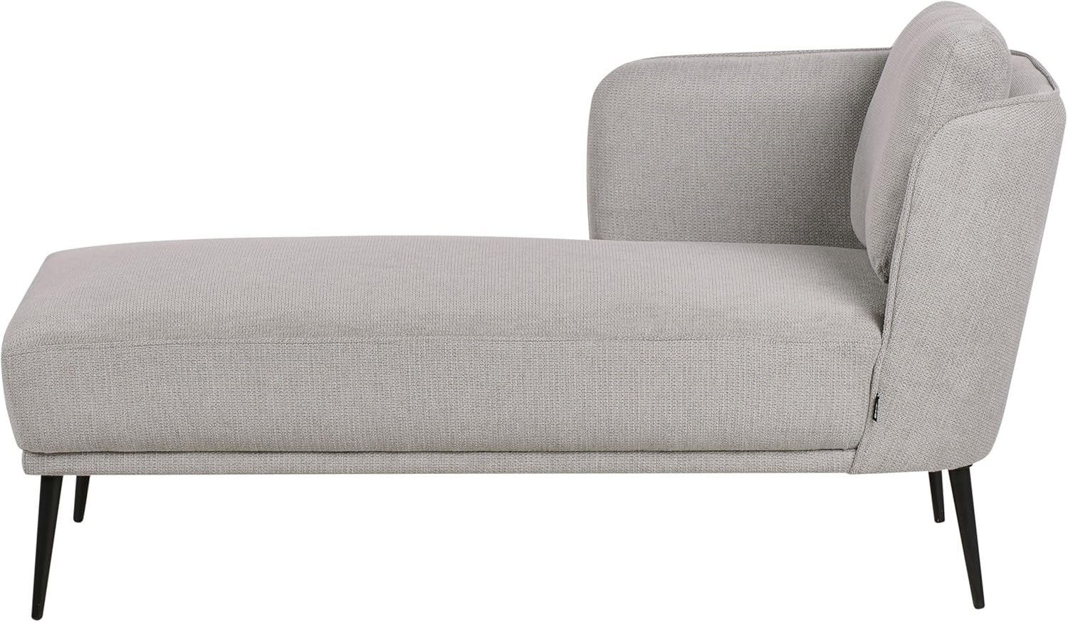 Retro Style Grey Polyester Chaise Lounge with Cushion & Metal Legs