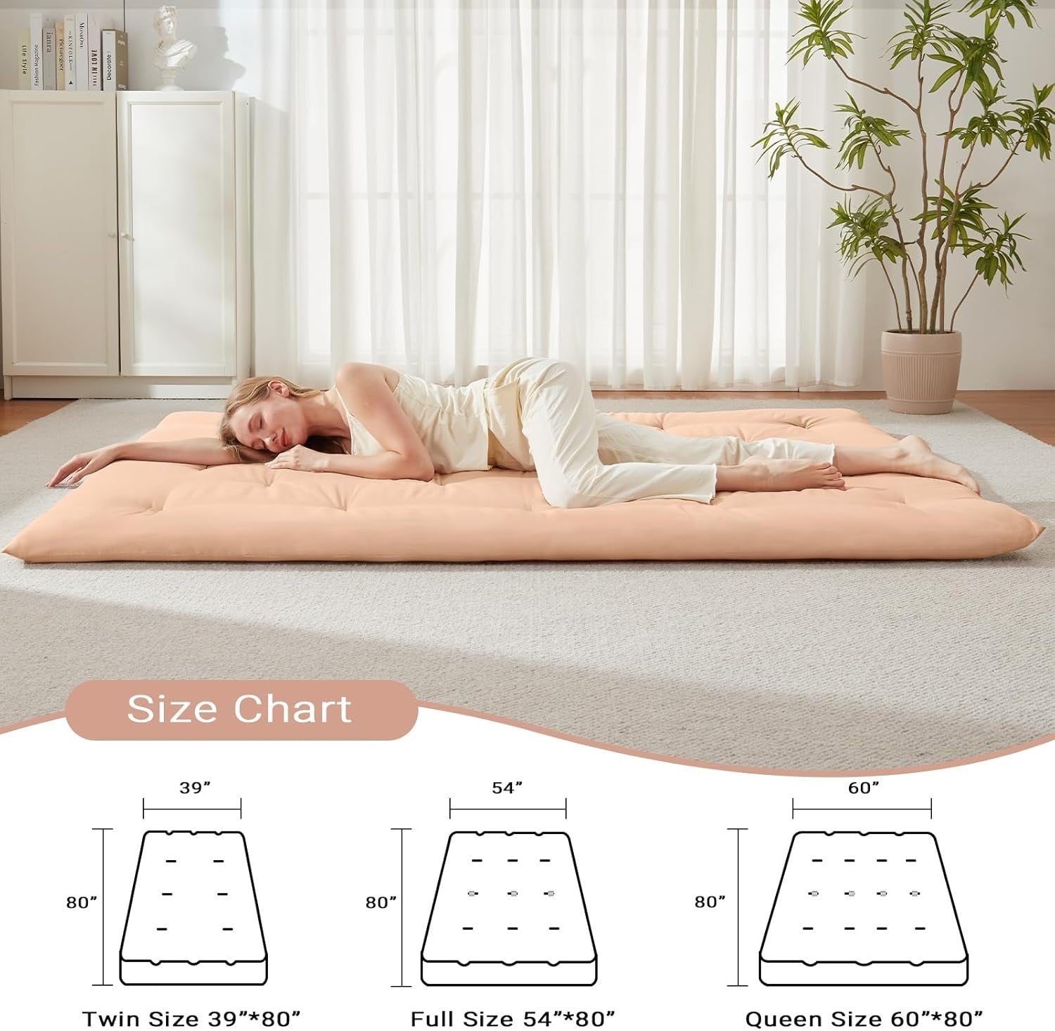 Queen Floor Futon Mattress 2.5" Foam Foldable Tatami Bed Lounge Mat