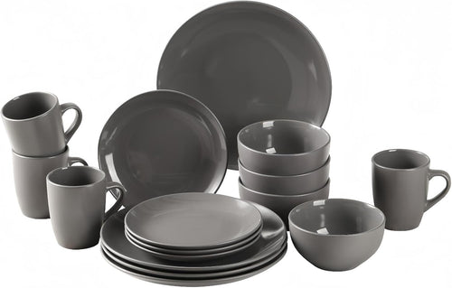 16 Piece Stoneware Dinner Set Plates Bowls Mugs Dishwasher Microwave Safe