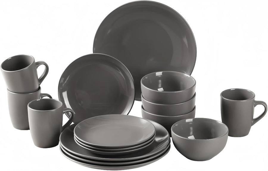 16 Piece Stoneware Dinner Set Plates Bowls Mugs Dishwasher Microwave Safe