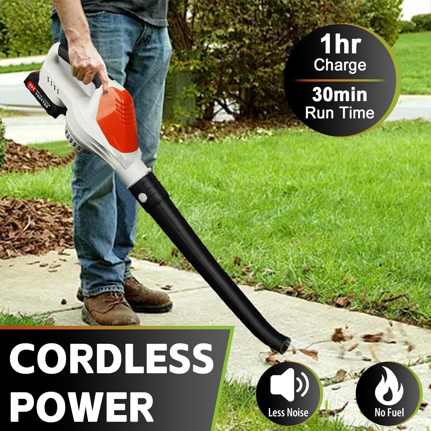 Cordless Leaf Blower 24V Dual Battery Lightweight Handheld Garden Cleaner