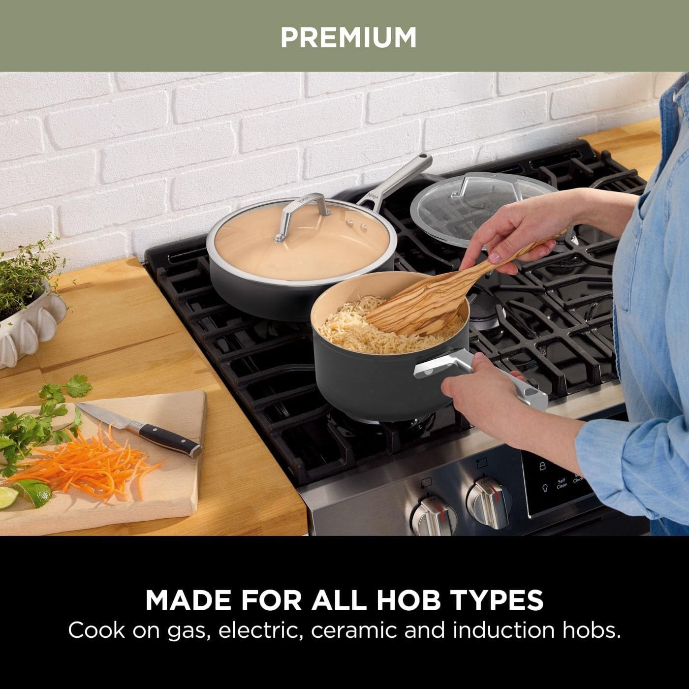 18cm Ceramic Saucepan with Lid – Induction & Oven Safe Non Stick Pan PFAS-Free