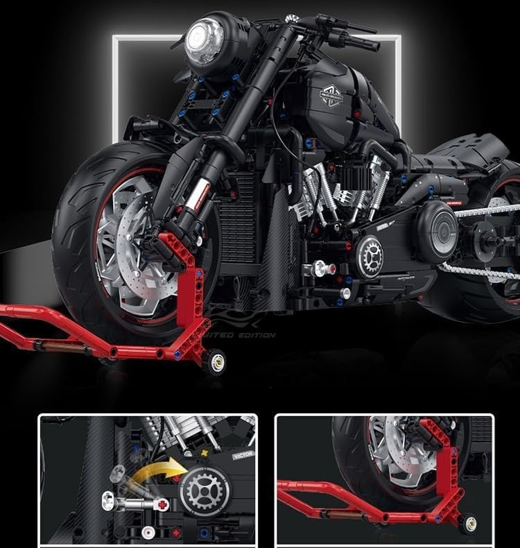 2260-Piece Detailed Motorcycle Model Kit with Realistic Parts & Display