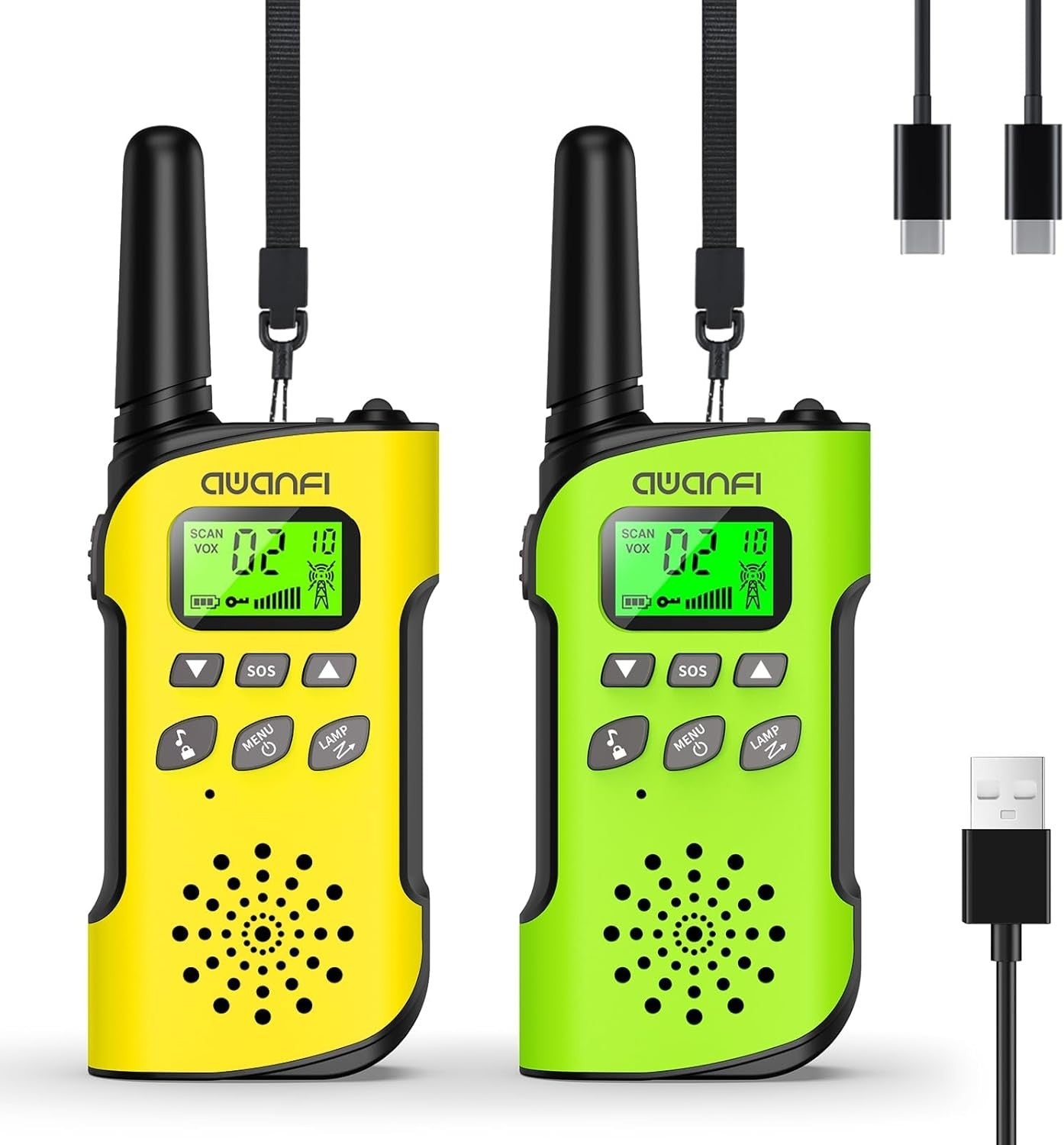 Rechargeable Kids Walkie Talkies 2 Pack VOX USB-C Long Range Radios