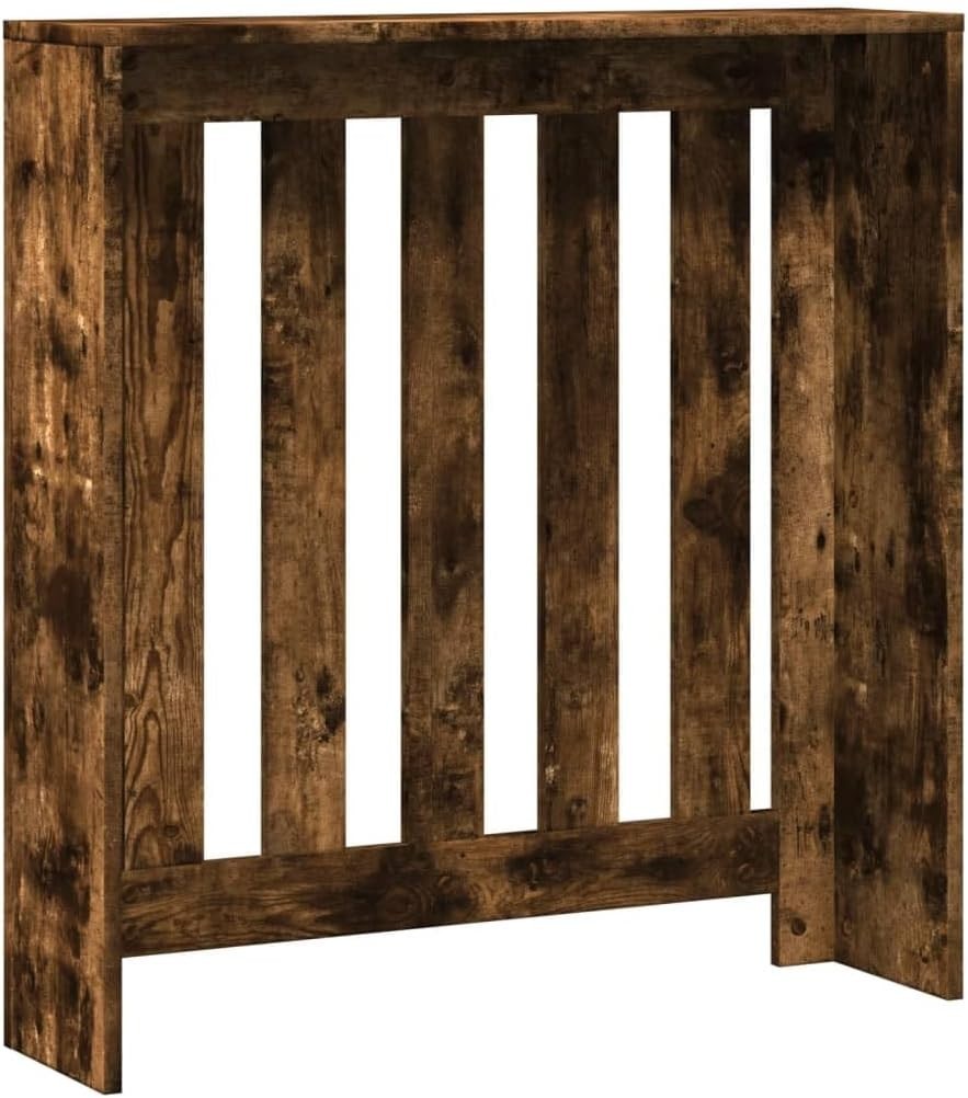 Modern Smoked Oak Radiator Cover Shelf | Engineered Wood Slatted Cabinet
