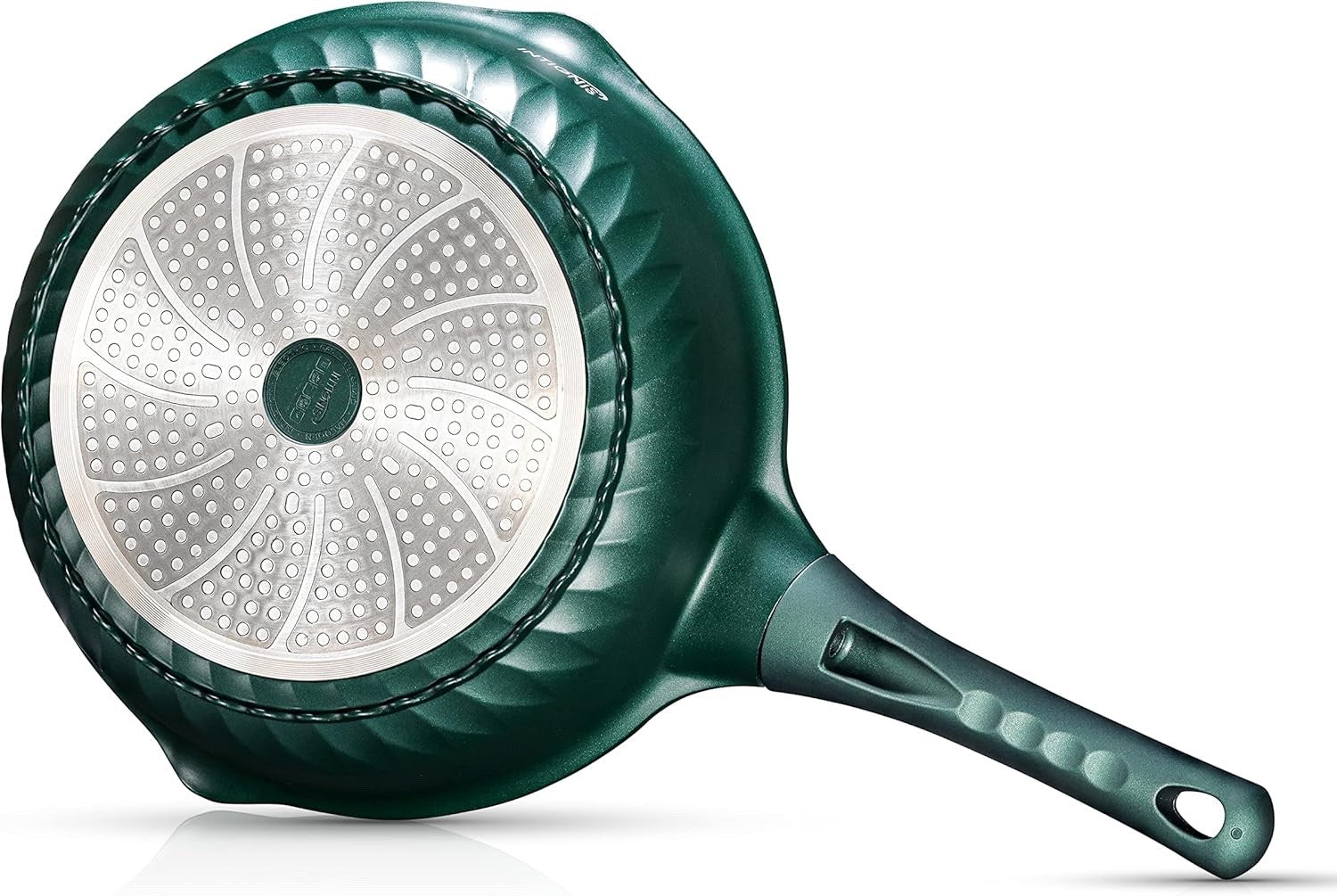 28cm Green Deep Non Stick Frying Pan with Lid  3in1 Skillet Sauté Pan & Mini Wok