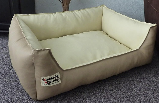 110x85cm Faux Leather Dog Bed Sofa Waterproof Beige