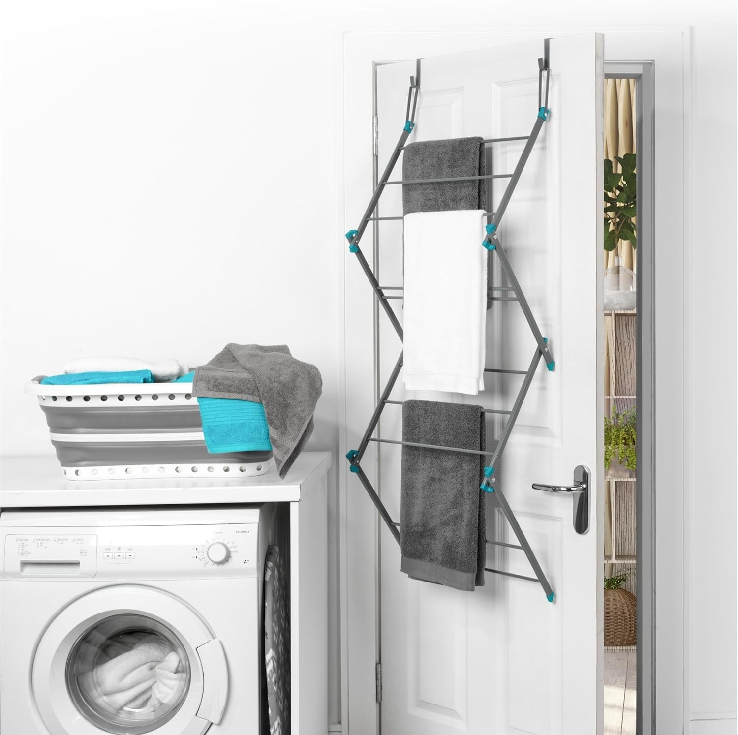 Over Door Clothes Airer Folding Hanging Drying Rack Space Saving Laundry