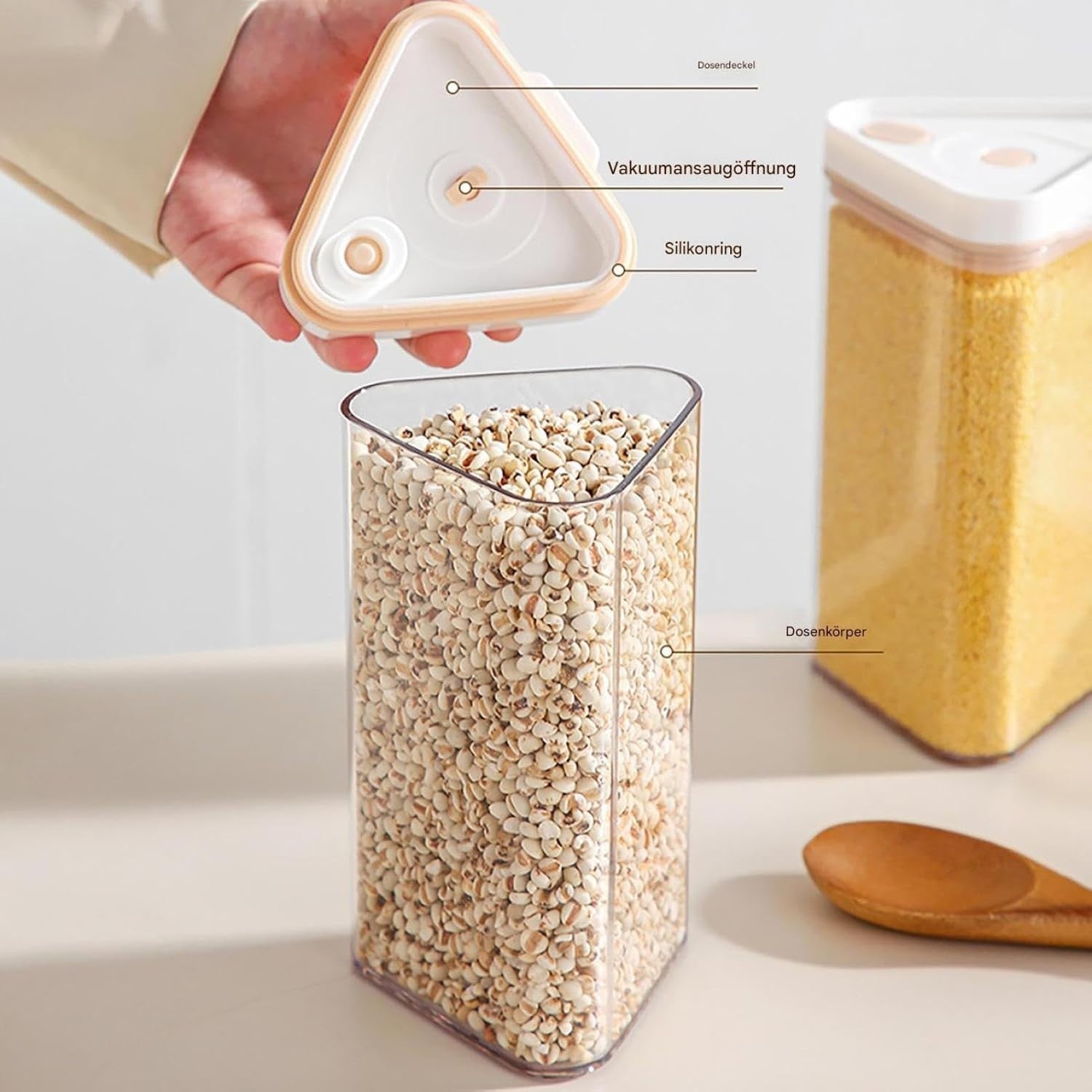 6 Grid Rotating Grain Dispenser Vacuum Sealed Rice Storage Container