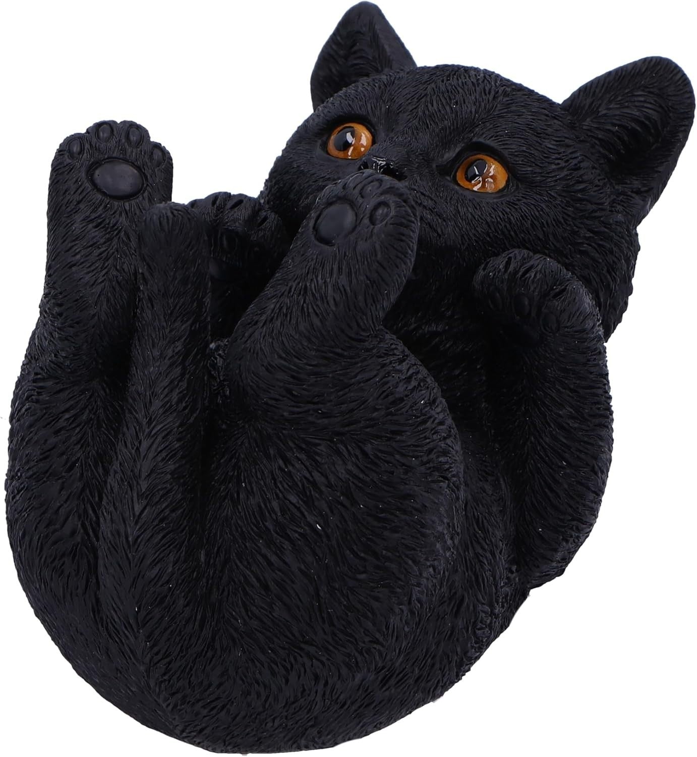 Black Cat Phone Holder Figurine • 12.5cm Resin Ornament • Cute Cat Decor Gift