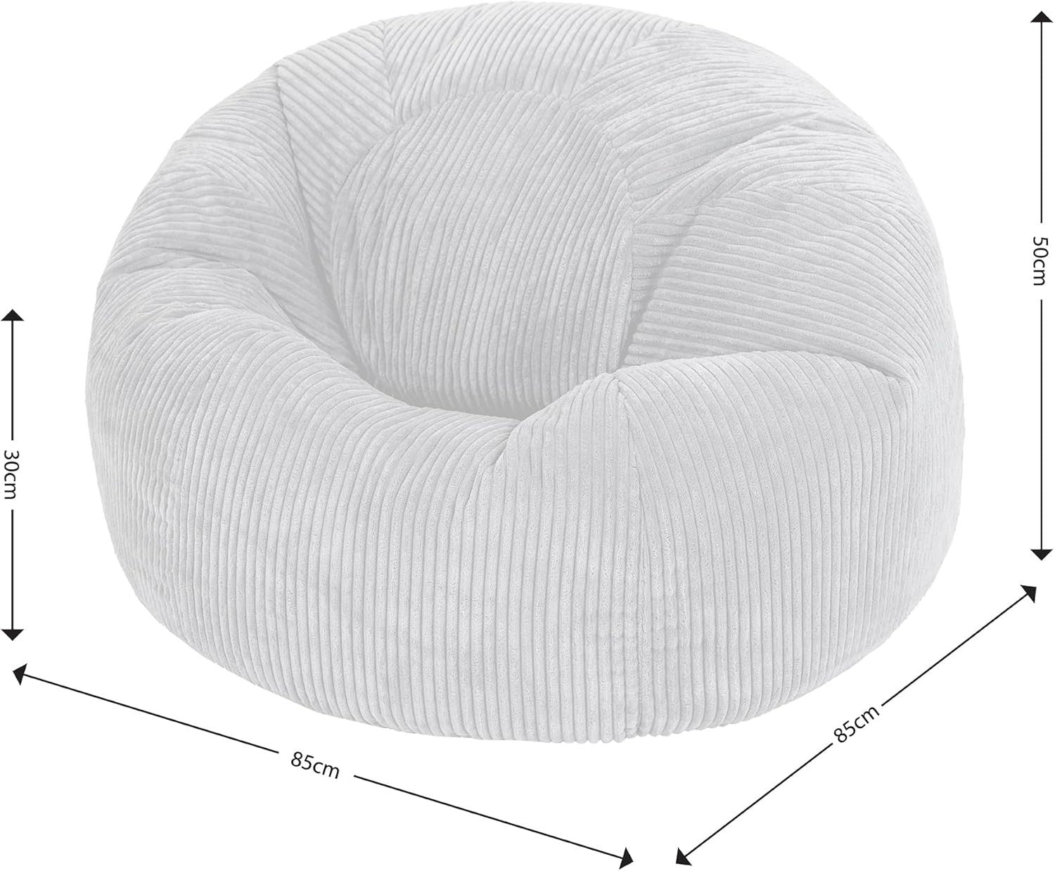 Corded Bean Bag Chair & Footstool - Comfortable, Durable, Versatile - Stone