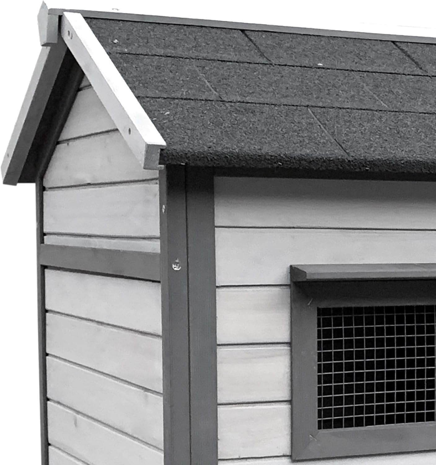Large Rabbit Hutch with Run Outdoor Grey Wooden Slide Out Tray
