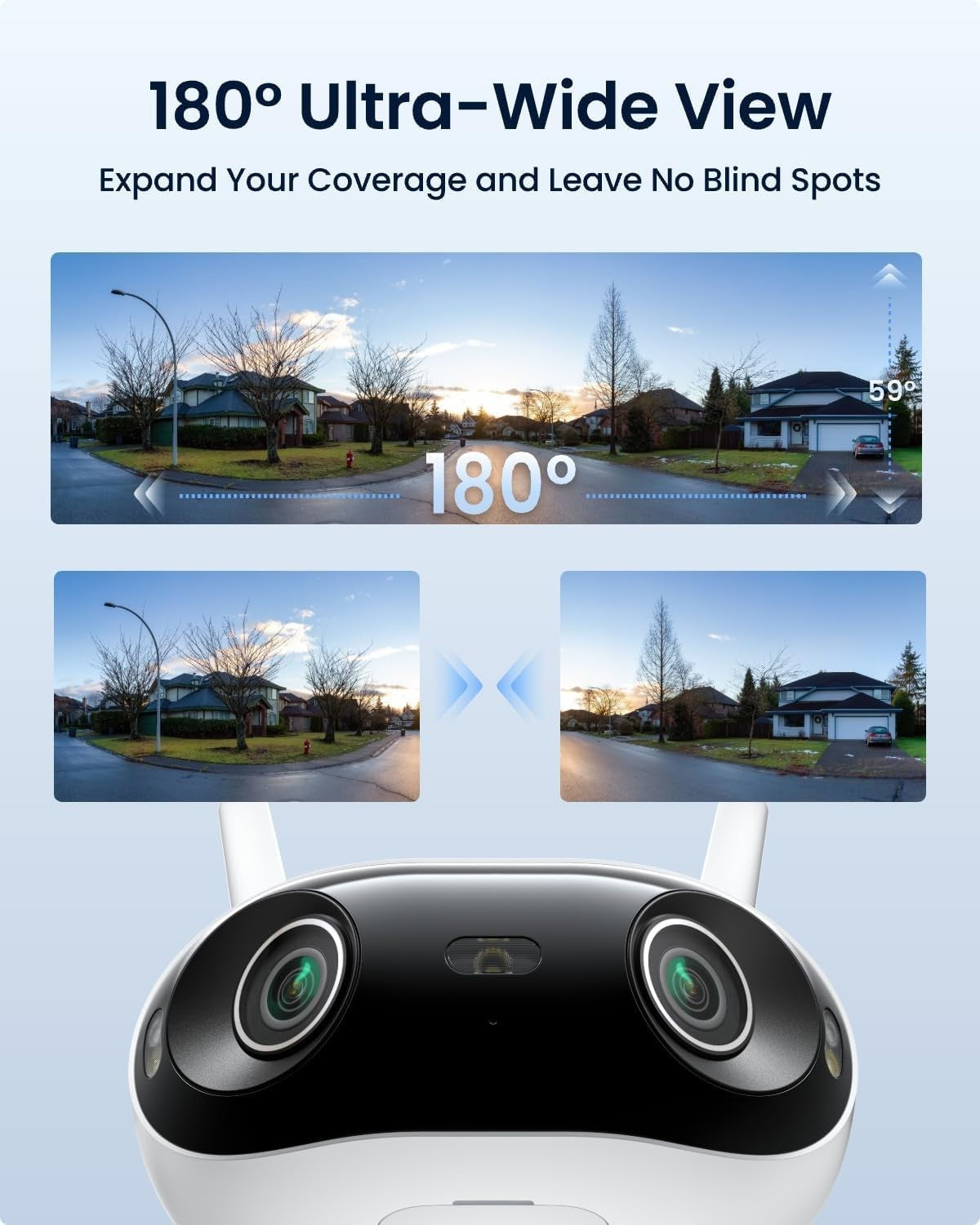 4K WiFi Security Camera Dual Lens 180° Panoramic Color Night Vision
