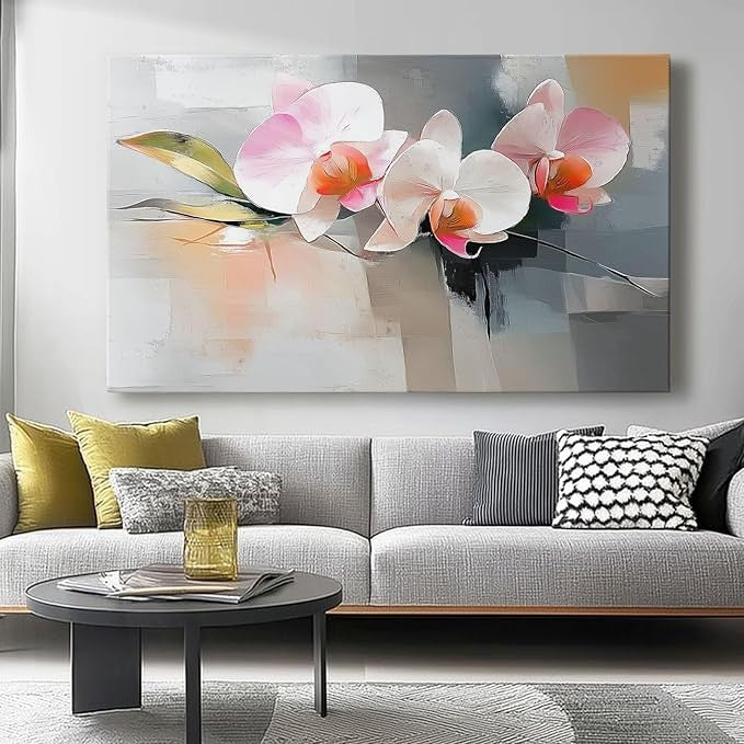 Canvas Wall Art Orchid Pink White 46x31cm Modern Bedroom Decor