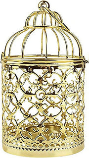 Decorative Hanging Lantern – Bird Cage Metal Candle Holder (A Gold)