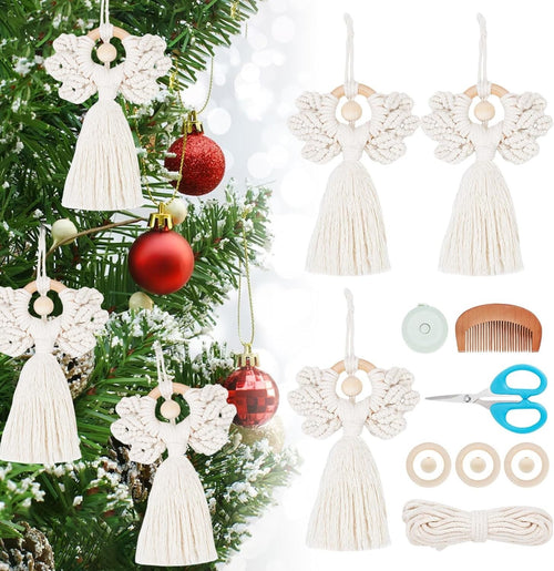 DIY Macrame Angel Kit 3pcs Handmade Boho Wall Hanging Decor