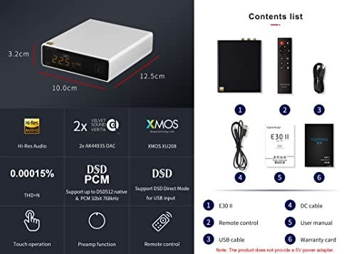 Hi-Res E30 II DAC Decoder 2x AK4493S USB Coax Optical PCM DSD Audio