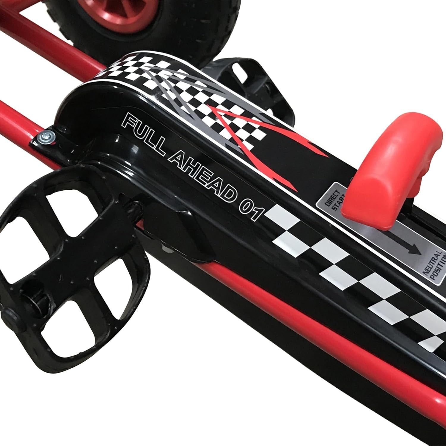 Kids Pedal Go Kart Ride On Car Red Adjustable Seat Rubber Tyres 4-8Y