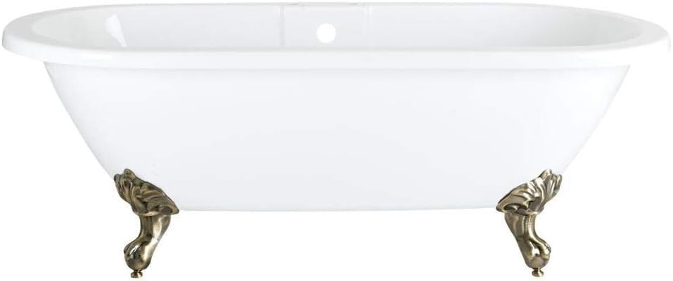 White Double Ended Freestanding Roll Top Bath 1795x785mm Gold Claw Feet