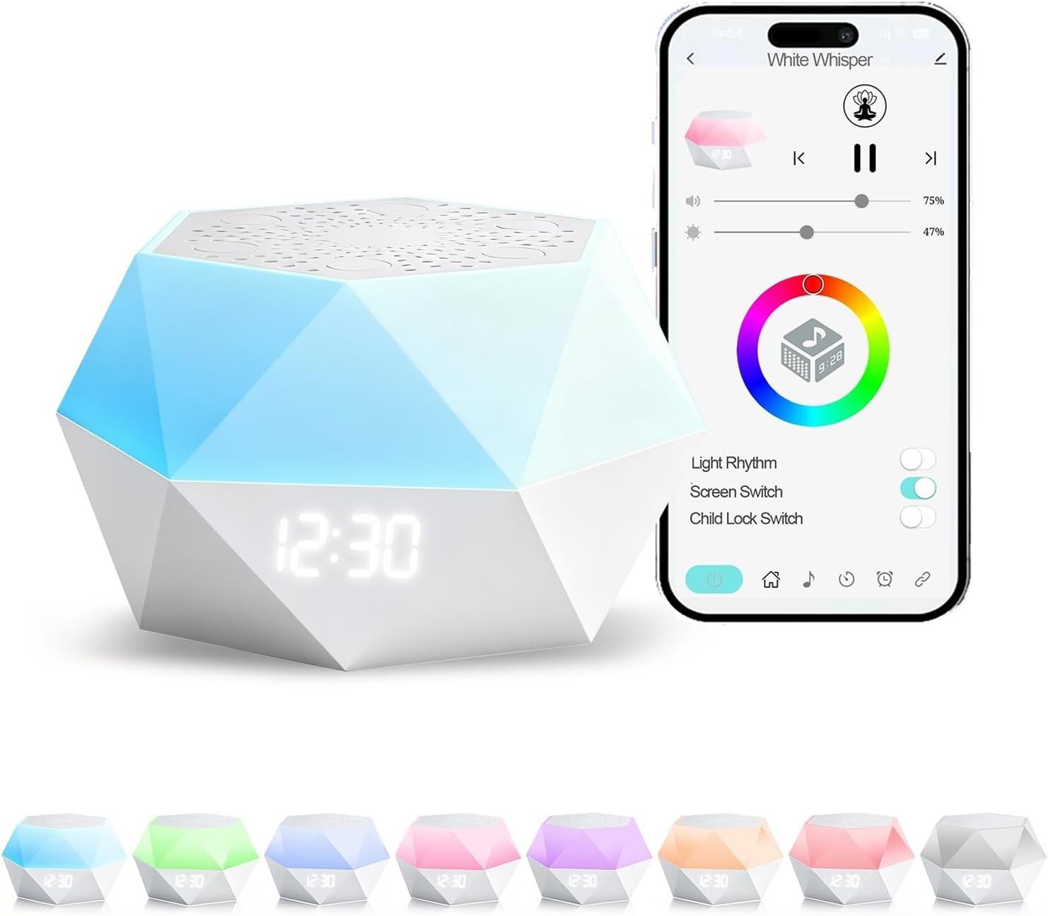 White Noise Machine with Light & App Control – 32 Soothing Sounds for Sleep
