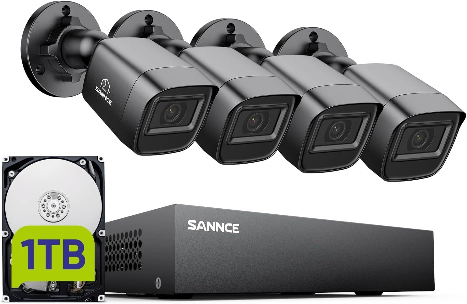 1080P CCTV Security System 4 Cameras DVR 1TB HDD Motion Detection