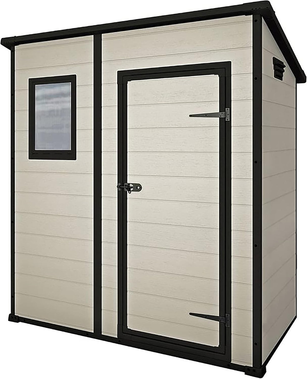 Keter Manor 6x4ft Pent Garden Shed Beige Brown Wood Effect Outdoor Storage