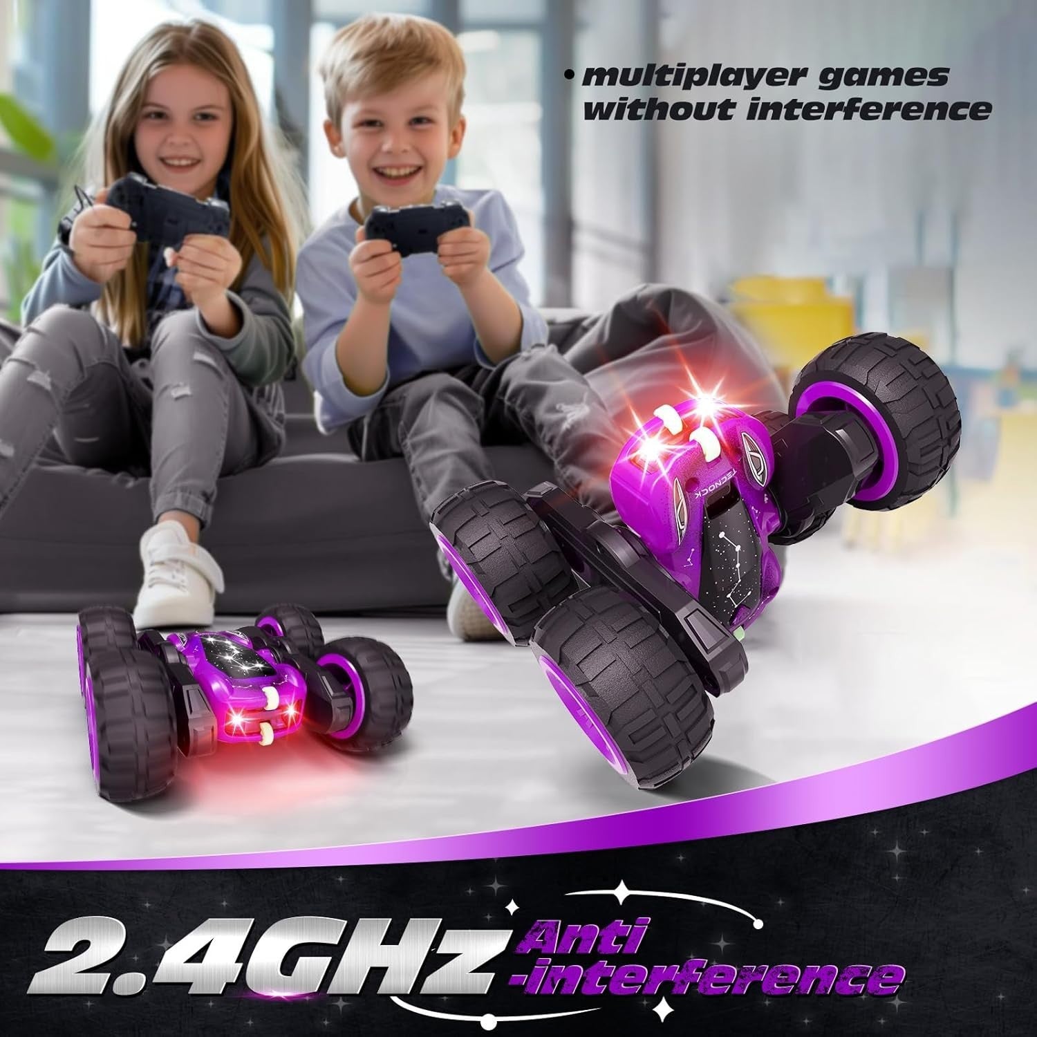 360° Flip RC Stunt Car for Kids 3-12 | LED 4WD Double-Sided Toy Truck