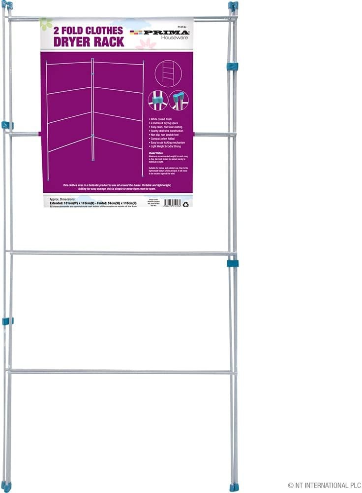 2 Fold Clothes Airer Drying Rack Indoor Outdoor Folding Laundry Rail
