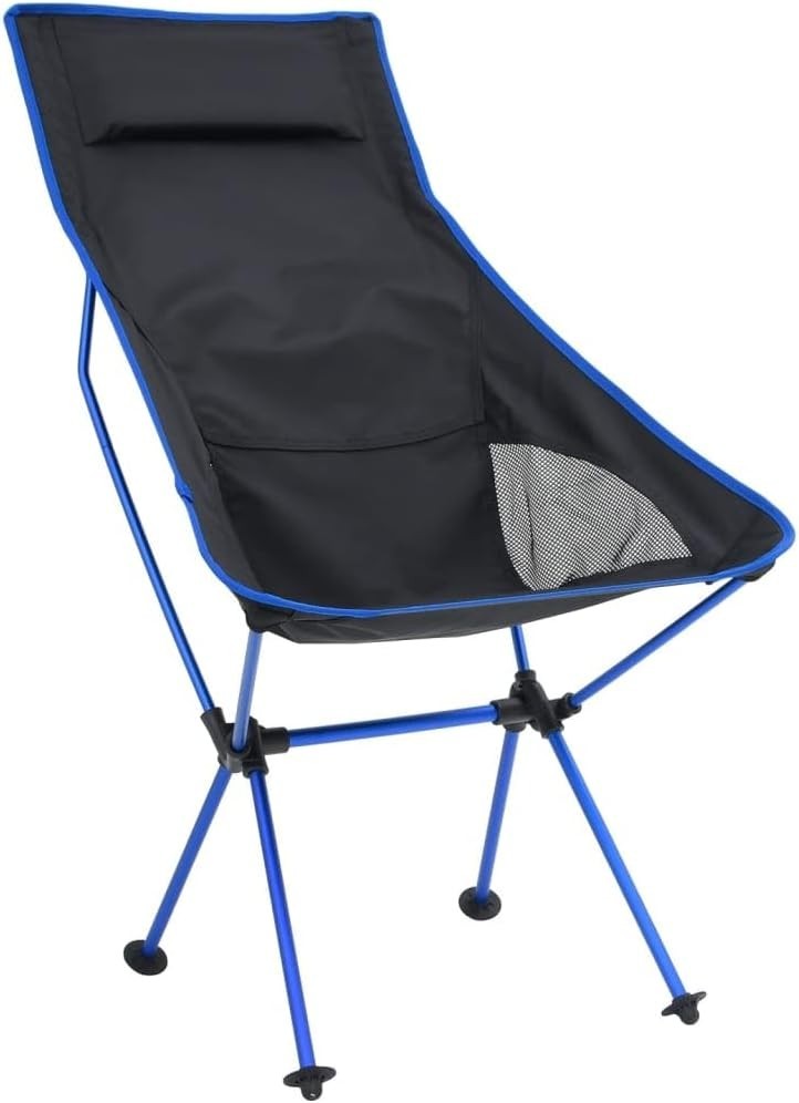 Foldable Camping Chair Portable Outdoor Aluminium Frame Black Blue 600D PVC