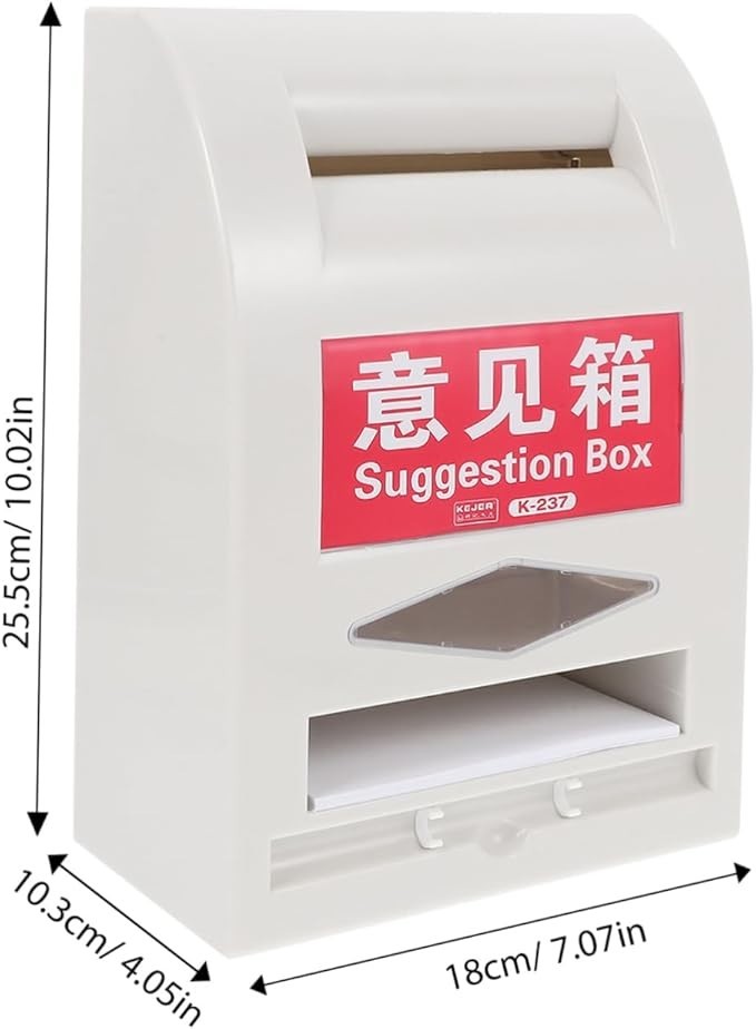 Lockable Wall Mount Mailbox White ABS Secure Suggestion Box for Home Office Use