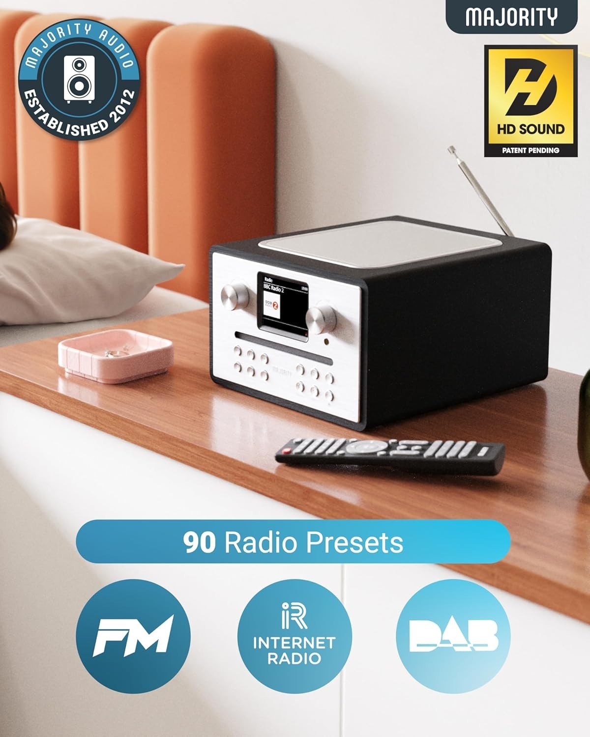 Internet Radio CD Player DAB+ FM Bluetooth Spotify Podcasts Dual Alarm