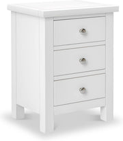 White Solid Wood 3 Drawer Bedside Table Fully Assembled 42x32x56cm Modern