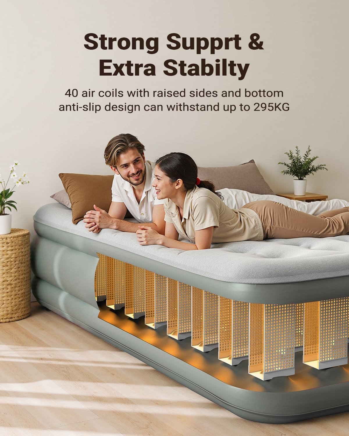 King Inflatable Air Mattress with Built-in Pump & Waterproof Top