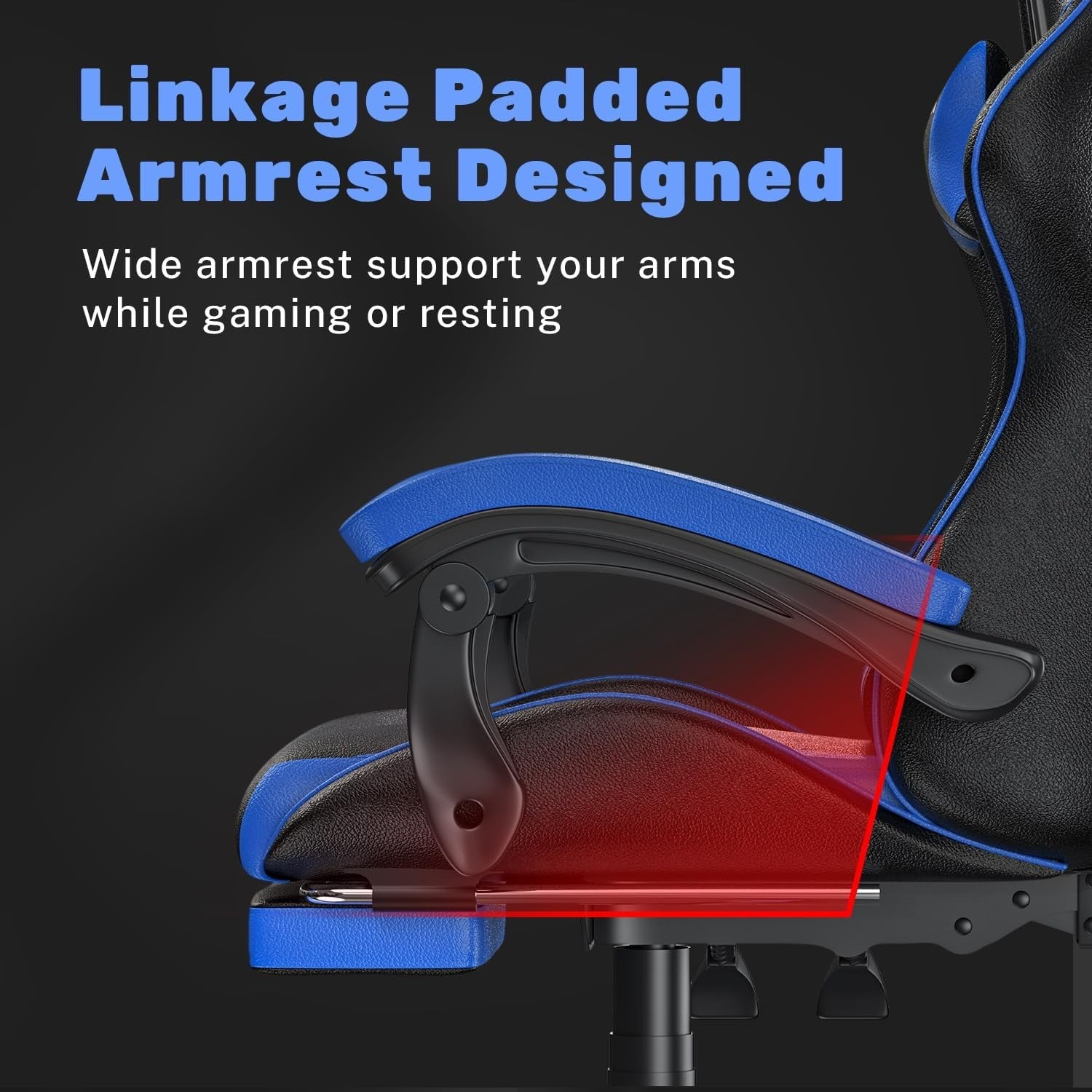 Ergonomic Gaming Chair Blue Reclining Office Chair with Footrest