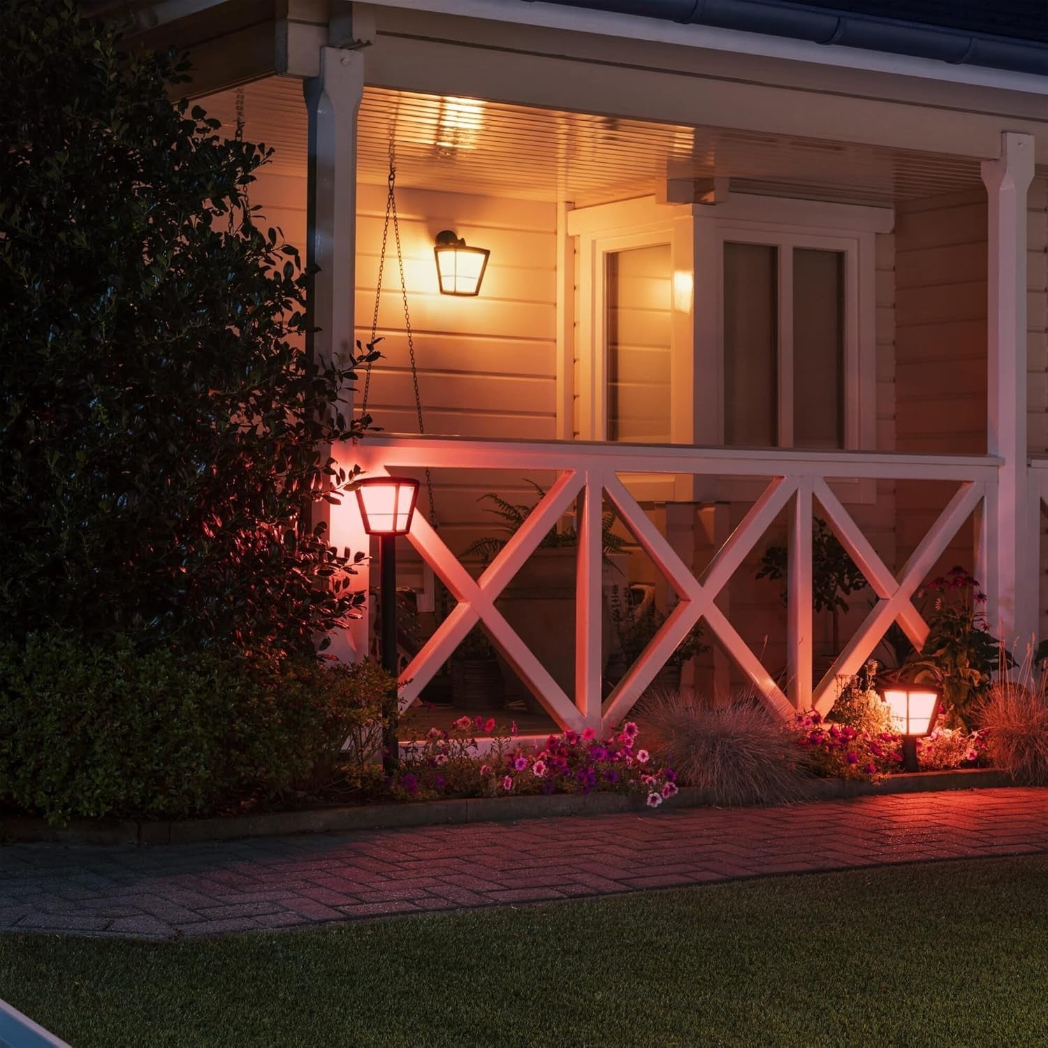 Smart Outdoor LED Garden Wall Light, Color Ambiance, Alexa Compatible