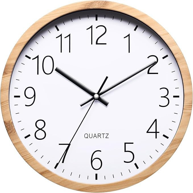 Modern 12 Inch Wooden Wall Clock Silent Non-Ticking Minimalist Home Decor