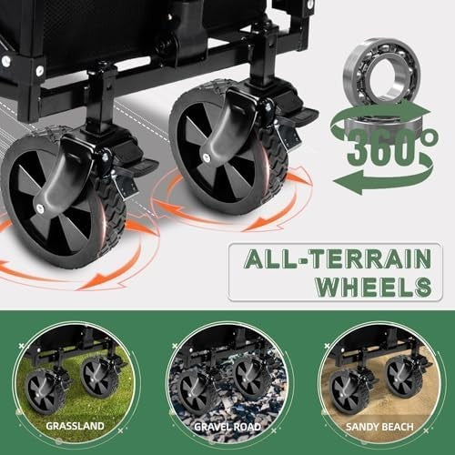 100L Folding Festival Trolley Wagon Expandable Tailgate 136kg Load