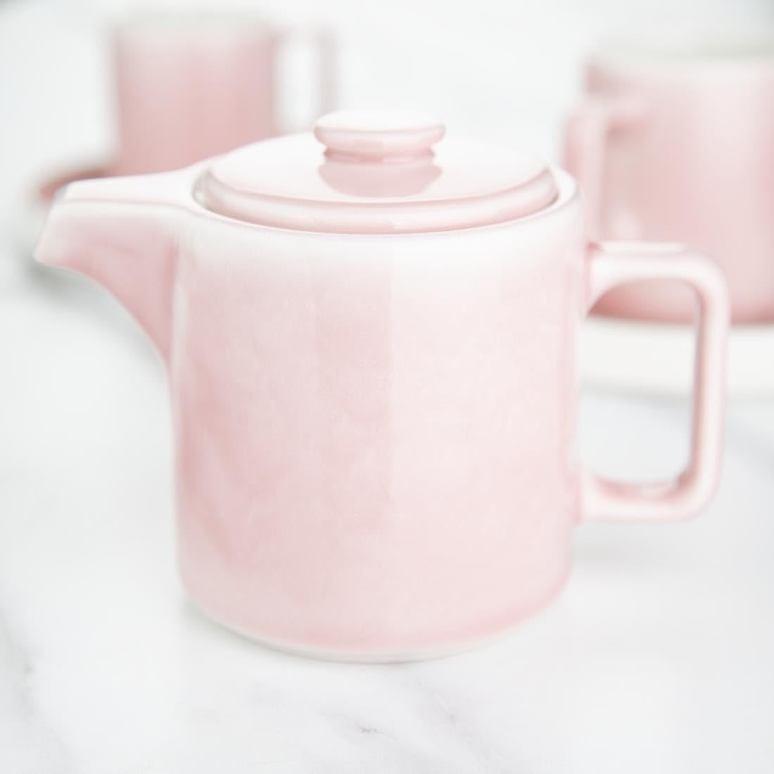 2 Pack Pink Porcelain Teapots 450ml with Stainless Steel Infusers