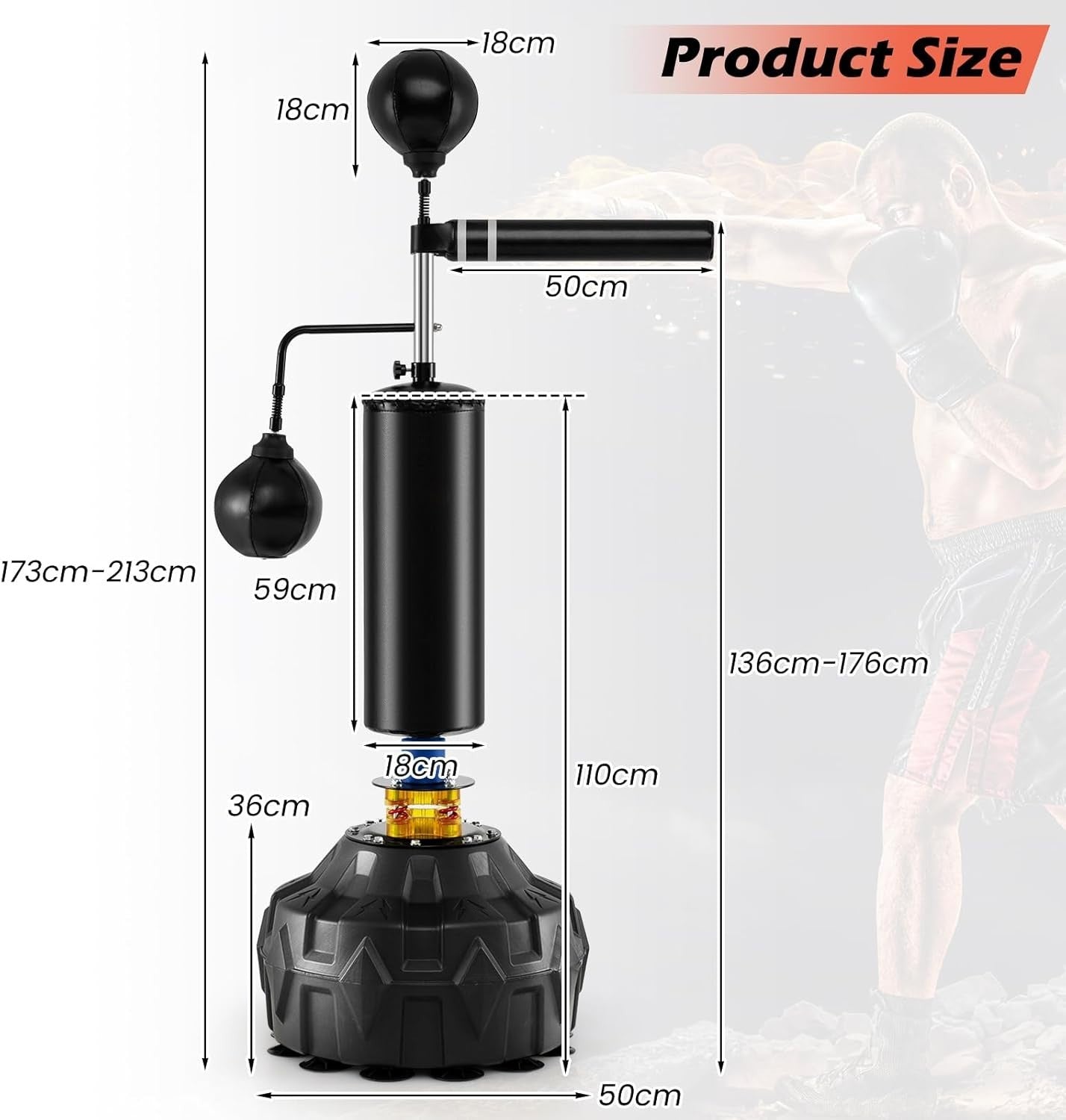 4 in 1 Boxing Speed Bag Stand Adjustable Punch Trainer MMA Fitness