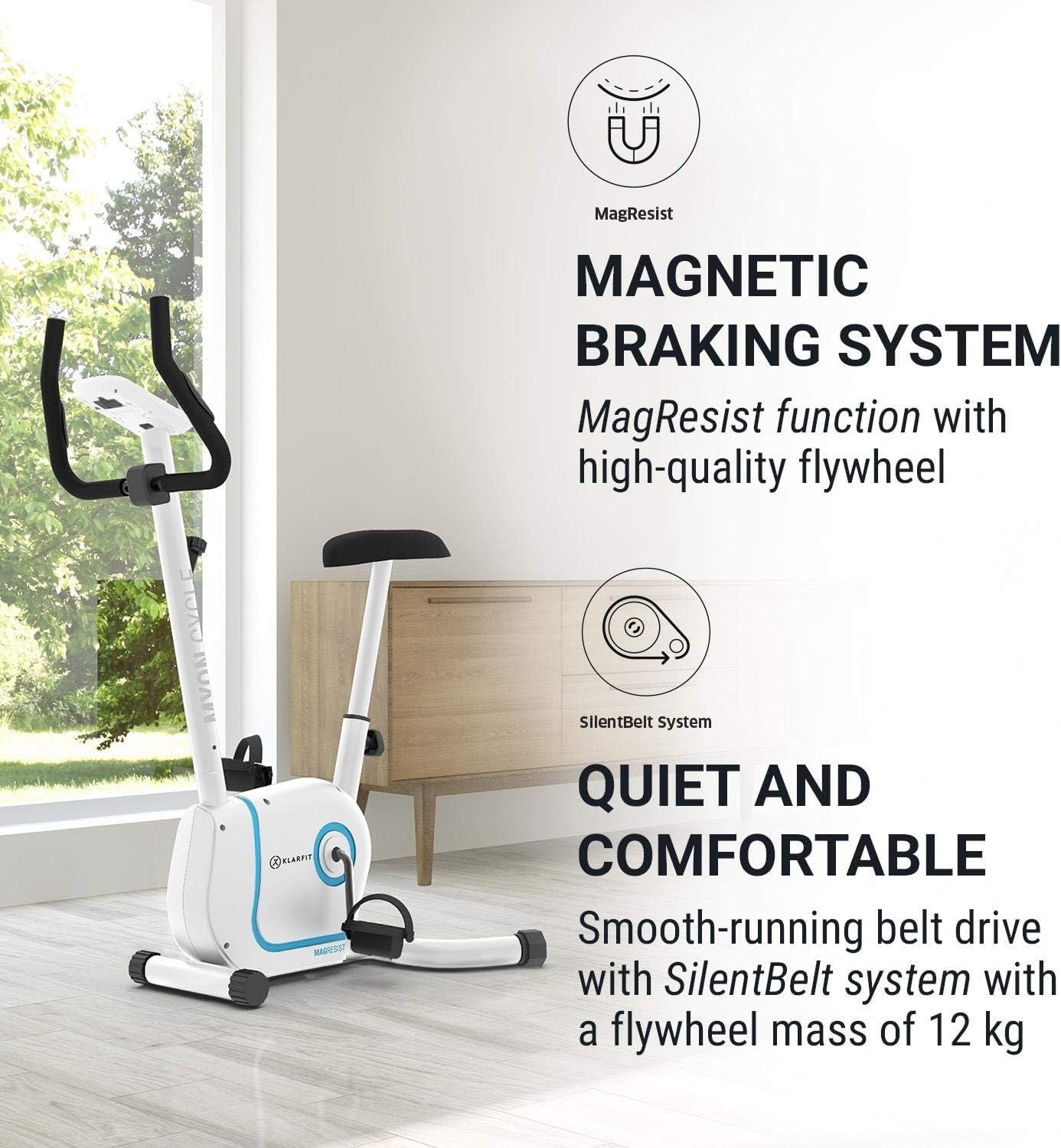 Foldable Magnetic Exercise Bike w/ 12kg Flywheel, LCD, Tablet Mount & 8 Levels