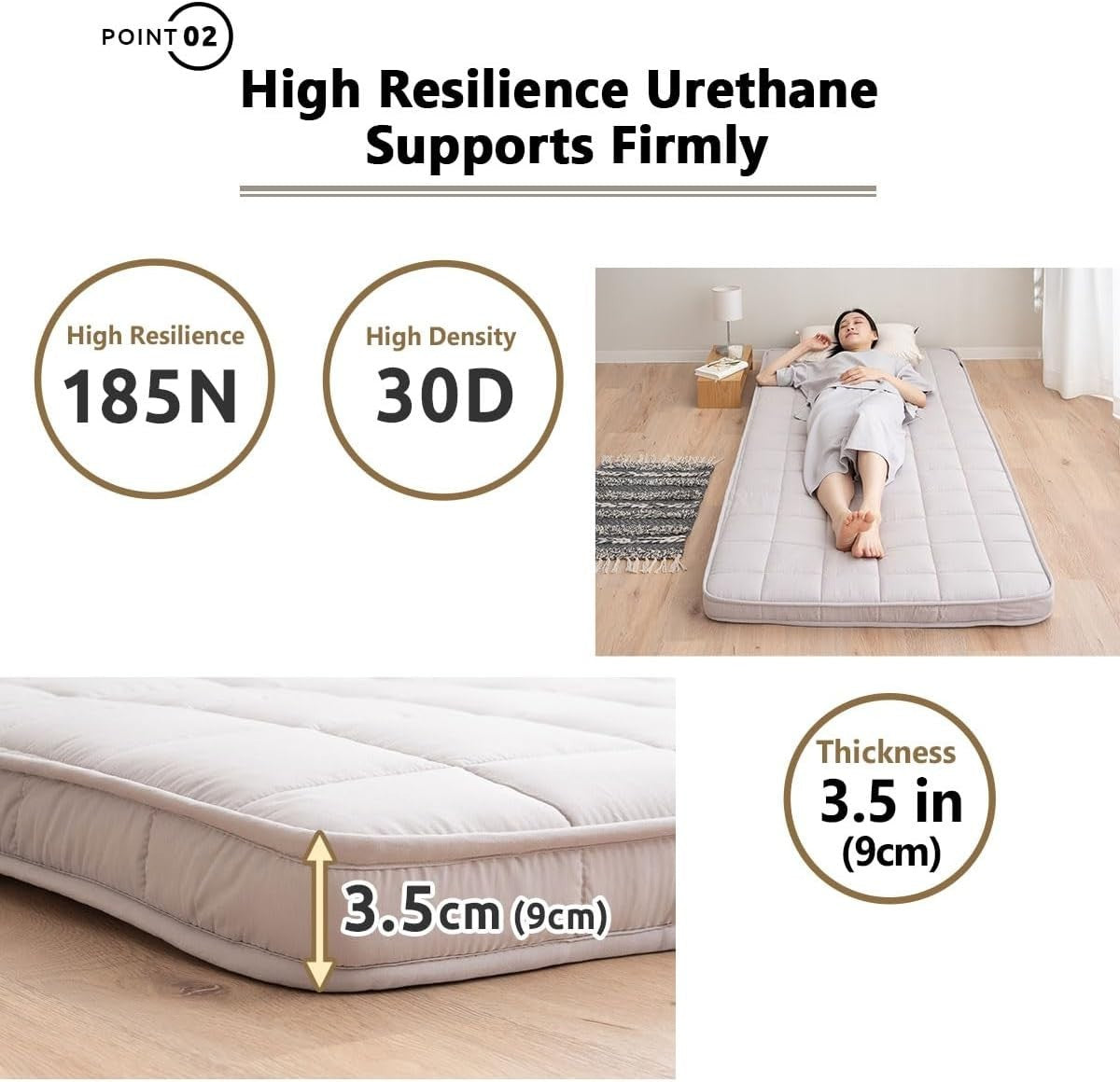 Premium Japanese Floor Mattress Futon - Foldable, Breathable, 3-Layer Comfort