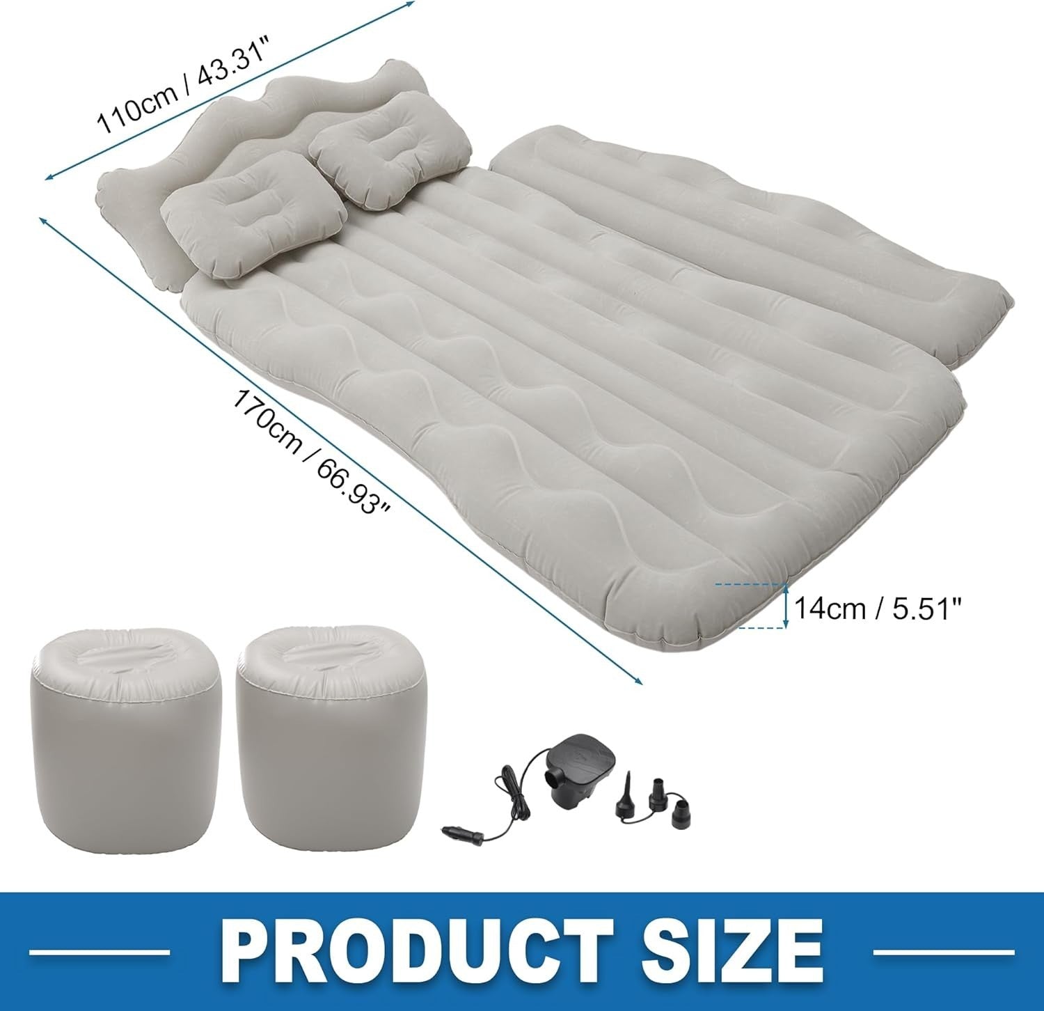 Car Air Mattress 170x110x14cm Inflatable Back Seat Bed Camping Mat