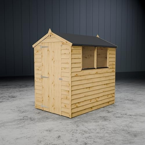 Wooden Garden Storage Shed 6x4ft Apex Roof Windowed Outdoor Tool Shed Brown