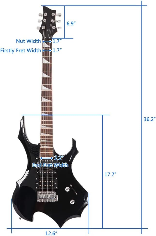Electric Guitar Beginner Set HSH Pickups Tremolo Flame Style Black