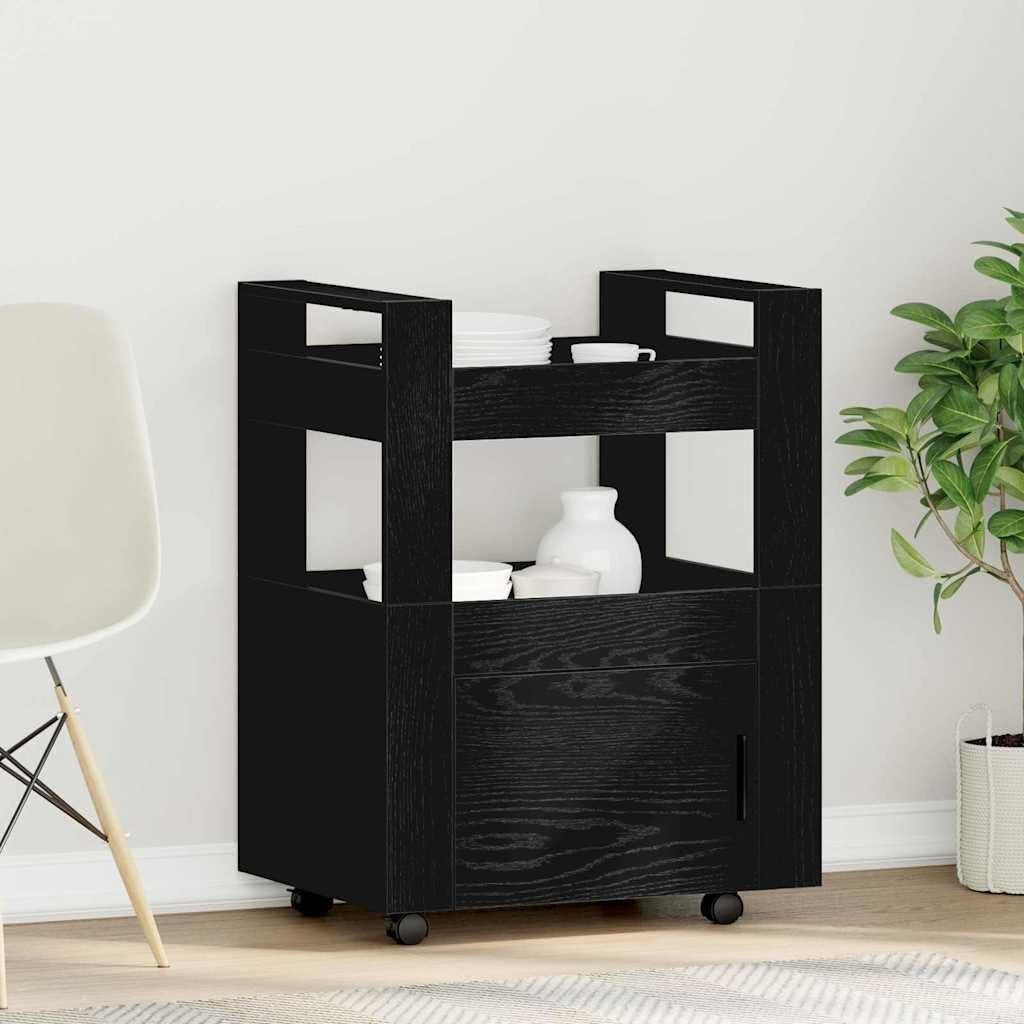 Kitchen Trolley Storage Cart Rolling Utility Cabinet Wood with Wheels