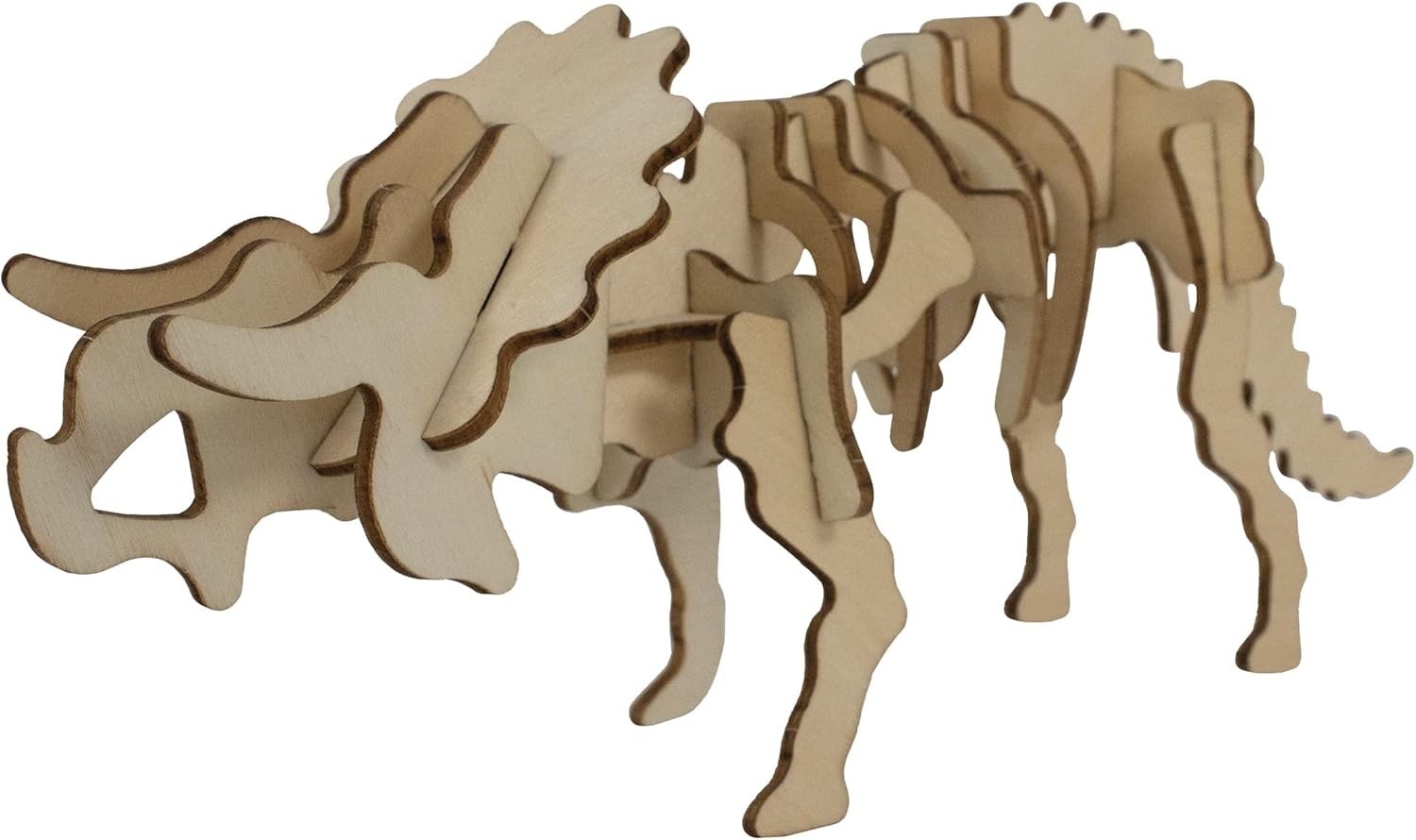 3D Wooden Triceratops Puzzle DIY Kit – Educational Dinosaur Toy Craft